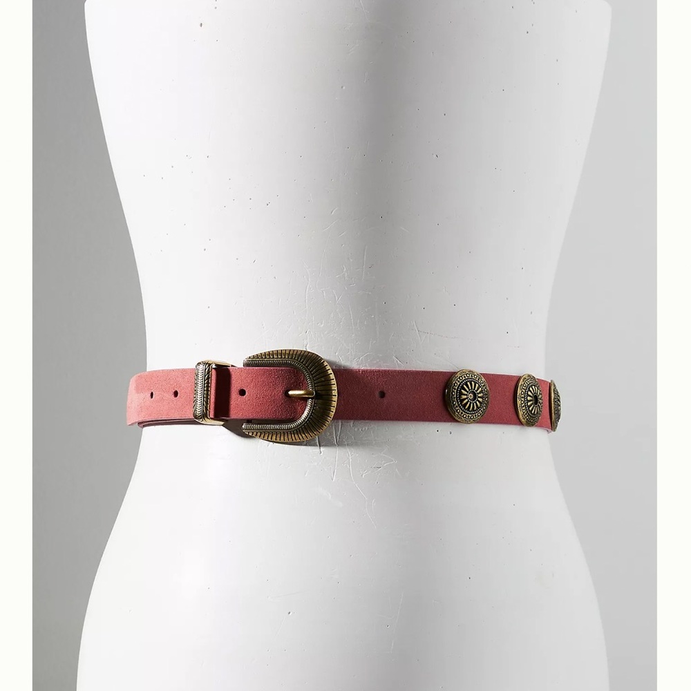NWOT Anthropologie Coin-Studded Leather Belt Pink Size S